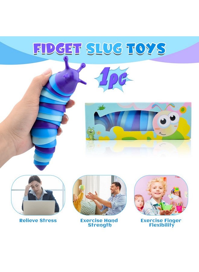 Sensory Slug Fidget Toys Fidget Slug Toys For Adults & Kids Party Favors 1Pc Cute Autism Sensory Toys For Autistic Children Toddler Toys Age 1+ Travel Toys For 1+ Year Old（Blue）