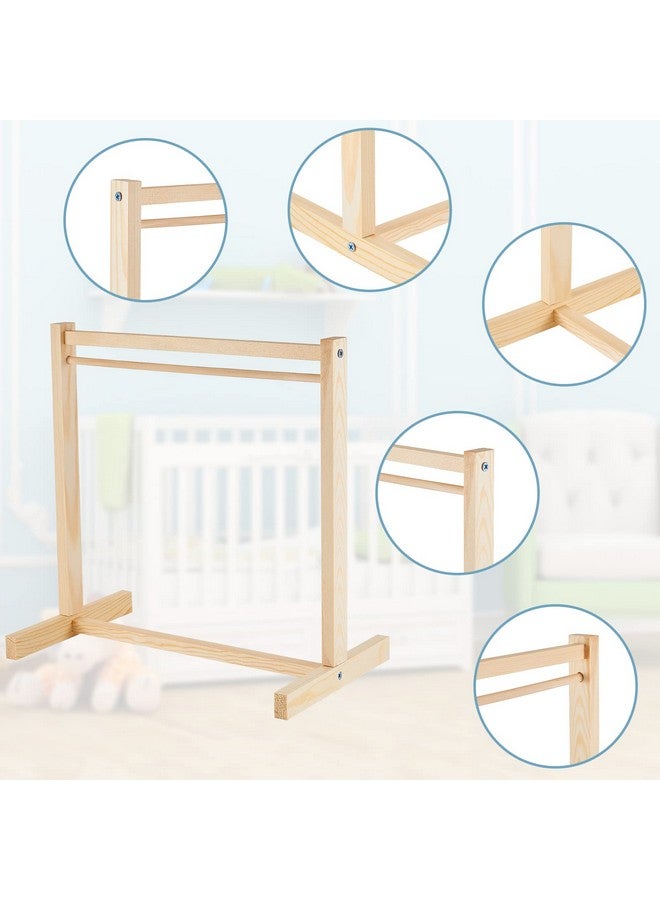 Doll Garment Rack With 10 Pcs Wooden Dolls Clothes Hanger 11.8 Inches Doll Closet Mini Doll Clothes Hangers Doll Wardrobe Furniture Accessories For Dollhouse Supplies