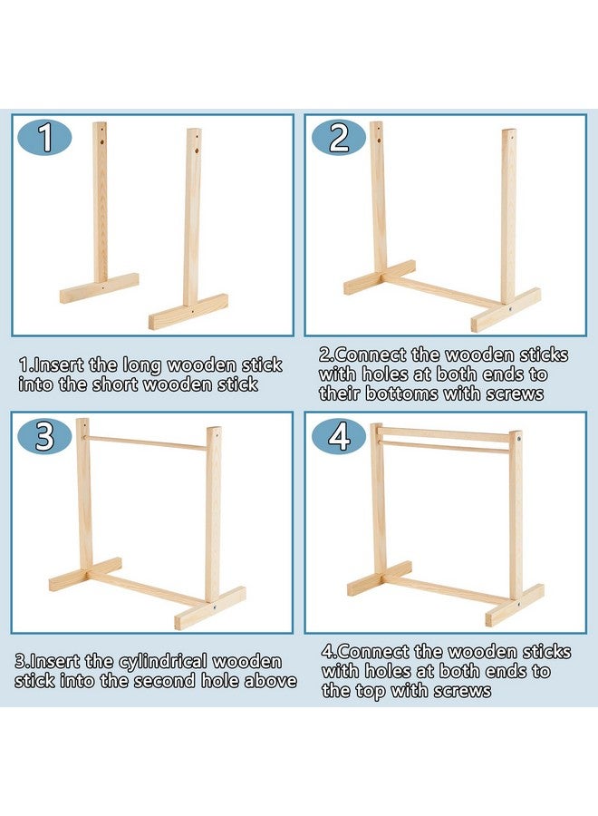 Doll Garment Rack With 10 Pcs Wooden Dolls Clothes Hanger 11.8 Inches Doll Closet Mini Doll Clothes Hangers Doll Wardrobe Furniture Accessories For Dollhouse Supplies