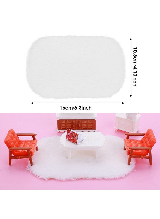 2Pcs Miniature Carpets 1:12 Dollhouse Wool Rug Dolls House White Furry Rugs Mini Furniture Dollhouse Accessories Play Set