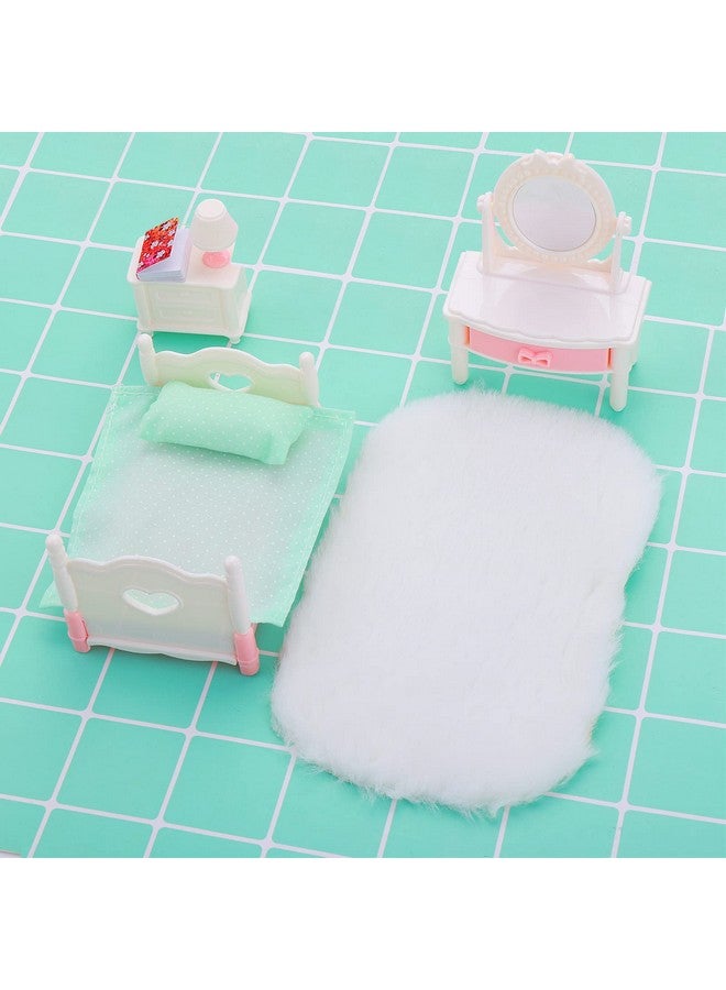 2Pcs Miniature Carpets 1:12 Dollhouse Wool Rug Dolls House White Furry Rugs Mini Furniture Dollhouse Accessories Play Set