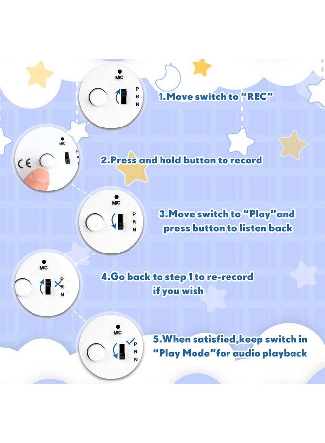 6 Pcs White Sound Recorder Voice Recorder Music For Stuffed Animal Toy Recording Device Recordable Sound Module Record Messages For Plush Toy Doll Stuffed Bear Toy Pillow (60 Seconds)