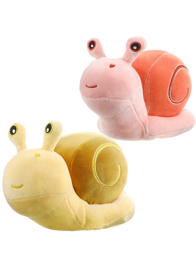 2 Pieces Snail Doll Plush Toy 7.87 Inch Cartoon Lovely Valentine'S Day Birthday Gift Cute Soft Snail Plush Toy Snail Stuffed Animal Toy Kawaii Animal Pillow For Home Decoration Gift (Pink Yellow)