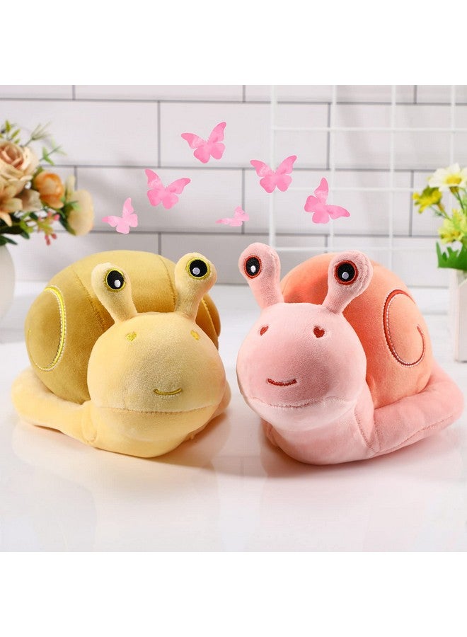 2 Pieces Snail Doll Plush Toy 7.87 Inch Cartoon Lovely Valentine'S Day Birthday Gift Cute Soft Snail Plush Toy Snail Stuffed Animal Toy Kawaii Animal Pillow For Home Decoration Gift (Pink Yellow)