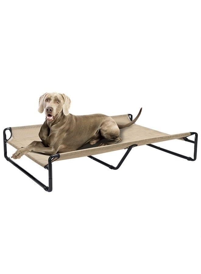 Original Cooling Elevated Dog Bed, Outdoor Raised Dog Cots Bed for Large Dogs, Portable Standing Pet Bed with Washable Breathable Mesh, No-Slip Feet for Indoor Outdoor, XX-Large, Beige Coffee