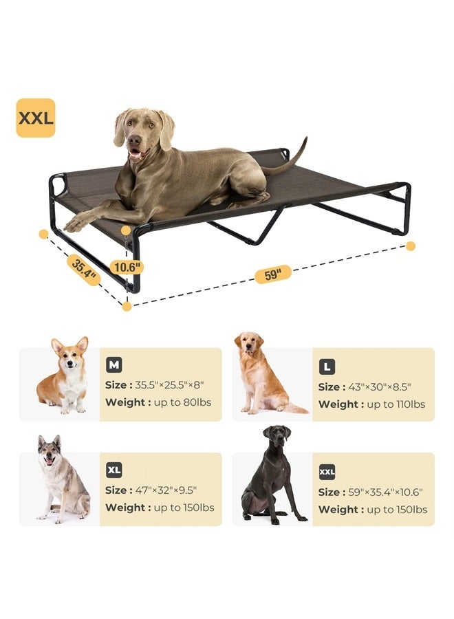 Original Cooling Elevated Dog Bed, Outdoor Raised Dog Cots Bed for Large Dogs, Portable Standing Pet Bed with Washable Breathable Mesh, No-Slip Feet for Indoor Outdoor, XX-Large, Brown, CWC2201