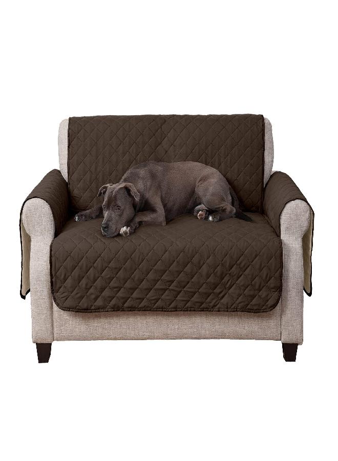 Furhaven Loveseat Slipcover Water-Resistant Reversible Two-Tone Furniture Protector Cover - Espresso/Clay, Loveseat