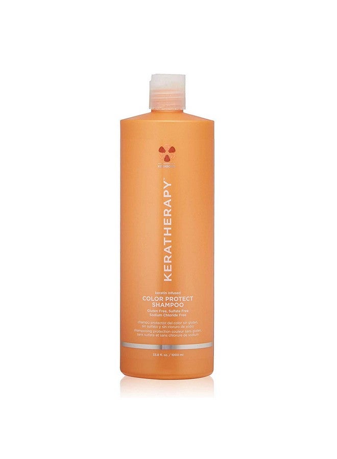 Keratin Infused Color Protect Shampoo 33.8 Fl. Oz. 1000 Ml Gluten Free Color Protecting Shampoo For Color Treated Hair With Kerabond Technology Red Raspberry Oil Omega 3 & 6