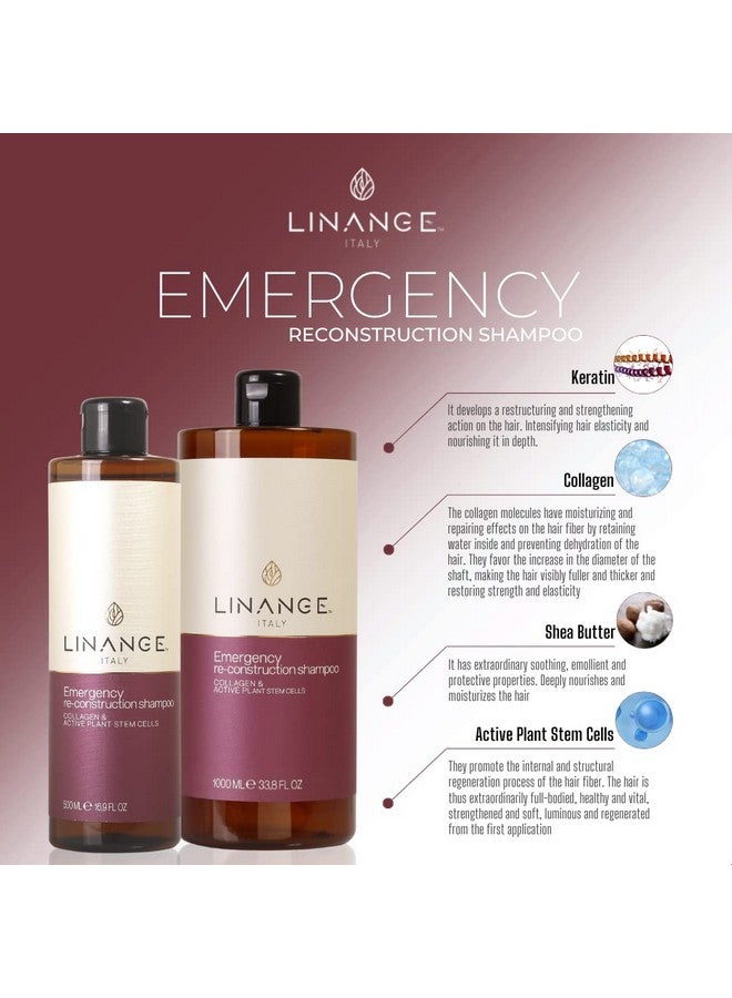 Emergency Reconstruction Shampoo For Very Damaged Hair With Collagen Keratin And Shea Butter Nourishing And Restructuring Shampoo 1000Ml / 33.8 Oz.