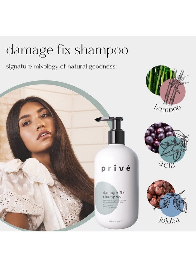Privé Damage Fix Shampoo Repair And Strengthen Damaged Dull Or Over Processed Hair From Within Natural Ingredients Vegan Crueltyfree Colorsafe Shampoo 12Oz