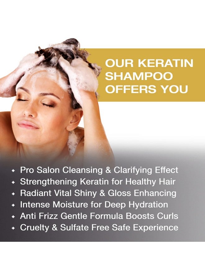 Vitamins Keratin Shampoo Hair Treatment Biotin And Collagen Protein With Castor Oil For Curly Wavy And Straight Hair Sulfate Free Product For Dry Damaged Or Color Treated Hair