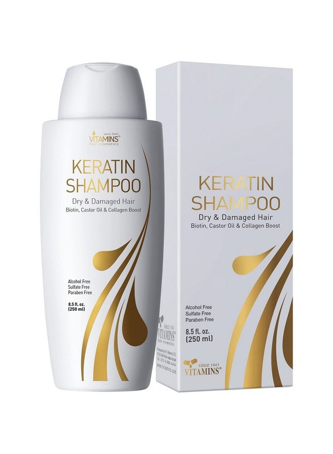 Vitamins Keratin Shampoo Hair Treatment Biotin And Collagen Protein With Castor Oil For Curly Wavy And Straight Hair Sulfate Free Product For Dry Damaged Or Color Treated Hair