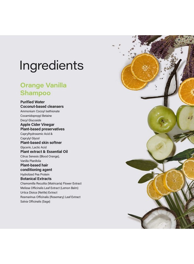 Orange Vanilla Shampoo For Shiny Hair Enriched With Apple Cider Vinegar Sulfate Free 12 Ounce