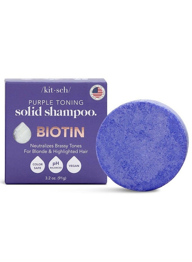 Toning Purple Shampoo Bar For Blonde Hair With Biotin For Strengthening Hair & Neutralizing Brassy Tones ; Vegan Solid Shampoo Bar For Hair Shine ; Zero Waste 3.2 Oz