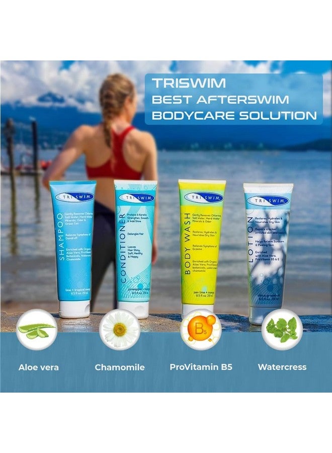 Gift Set Value Pack Of 4 + Mesh Bag Travel Kit Swim Care Chlorine Removal Body Wash + Swimmers Shampoo + Conditioner And Lotion 8.5 Fl Oz For Hydrated Skin And Healthy Hair