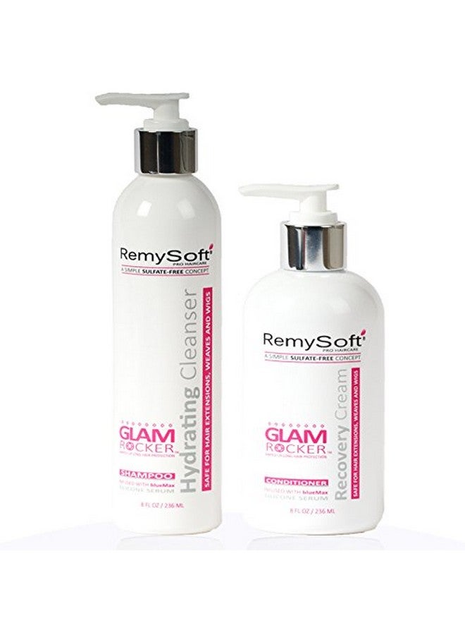 Glam Rocker Hydrating Cleanser & Recovery Cream Duo Safe For Hair Extensions Weaves And Wigs Salon Formula Shampoo And Conditioner Combo Gentle Sulfatefree Lather