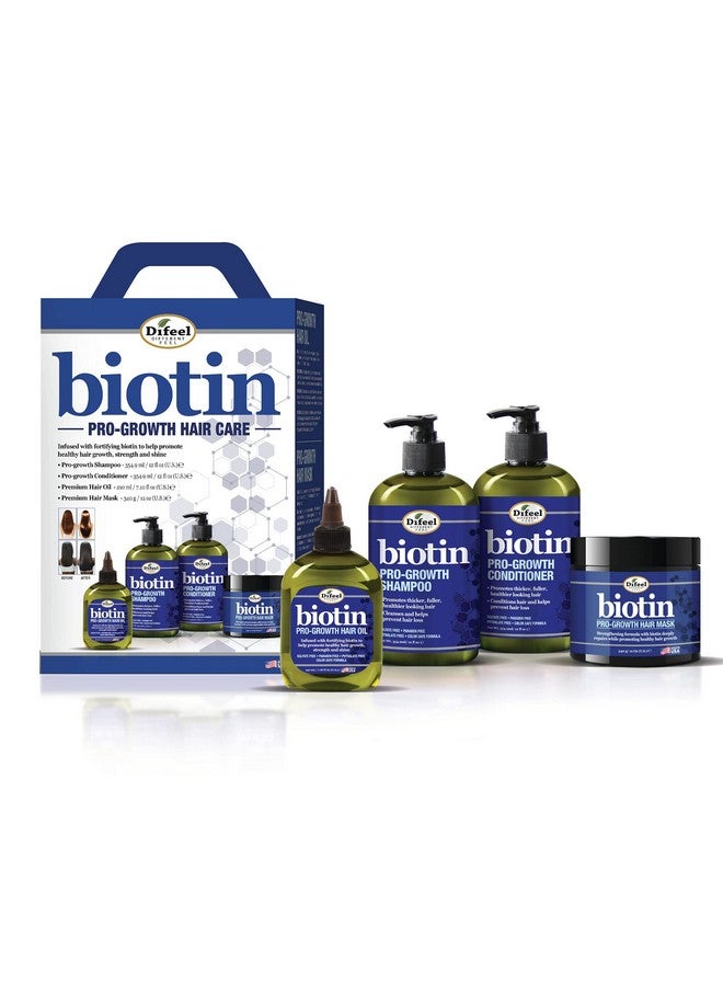 Biotin Progrowth 4Pc Hair Care Gift Set Includes Shampoo 12Oz Conditioner 12Oz Hair Oil 7Oz And Hair Mask 12Oz.