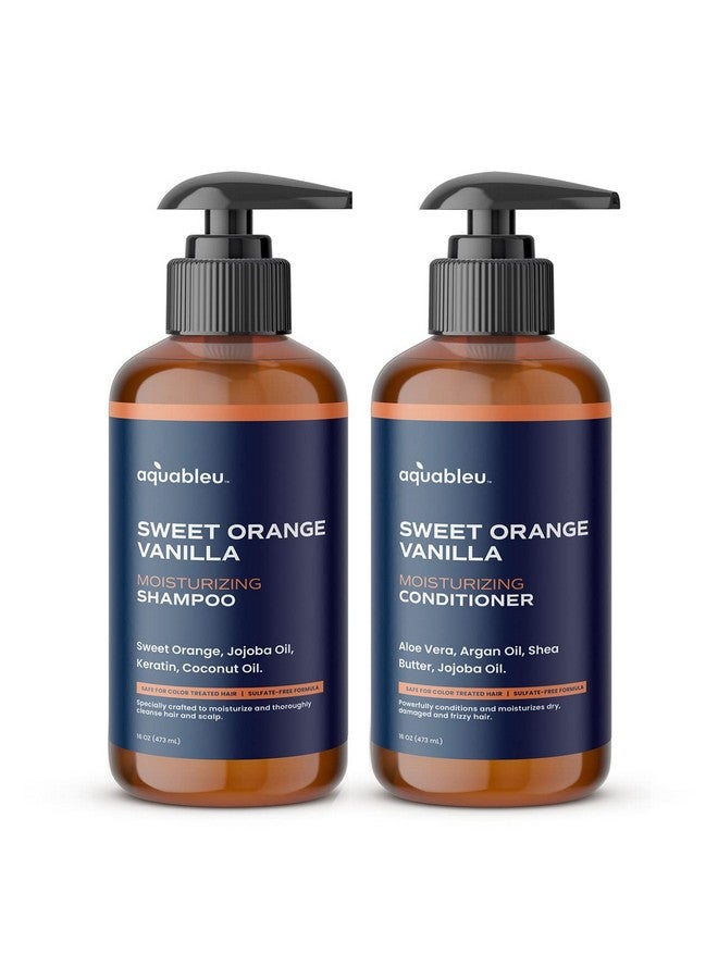 Sweet Orange Vanilla Shampoo & Conditioner Set Natural Moisturizing For Dry & Damaged Hair Sulfate & Paraben Free For Colour Treated Hair 16Oz