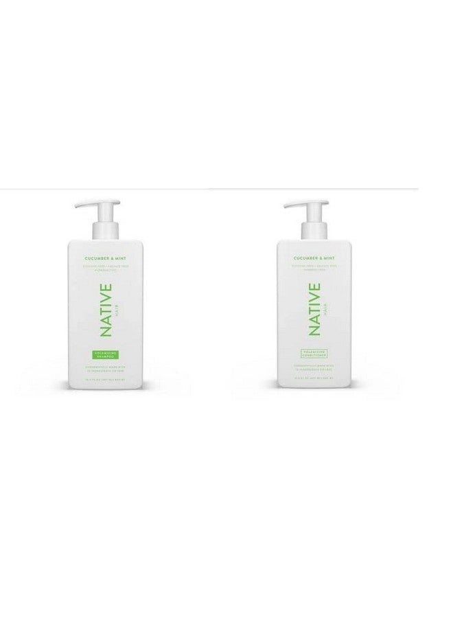 Vegan Cucumber & Mint Natural Volume Shampoo & Conditioner Set Clean Sulfate Paraben And Silicone Free 16.5 Fl Oz Each 2 33.0 Ounce