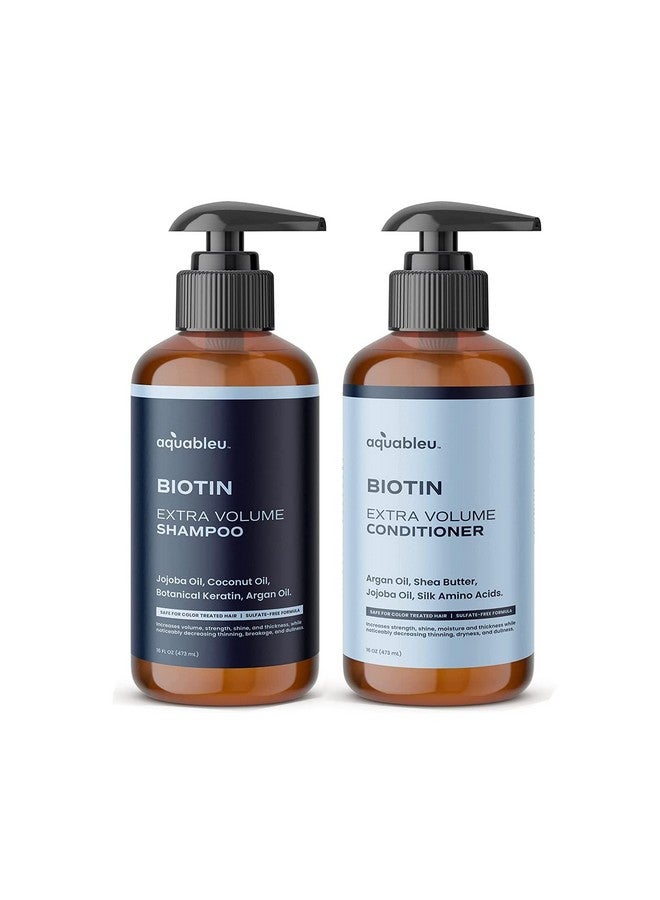 Biotin Volumizing Shampoo & Conditioner Set Natural Thickening & Volume For Thicker Fuller Hair Promotes Healthy Hair Growth Includes Coconut Keratin Argan & Jojoba Oil Sulfate Free