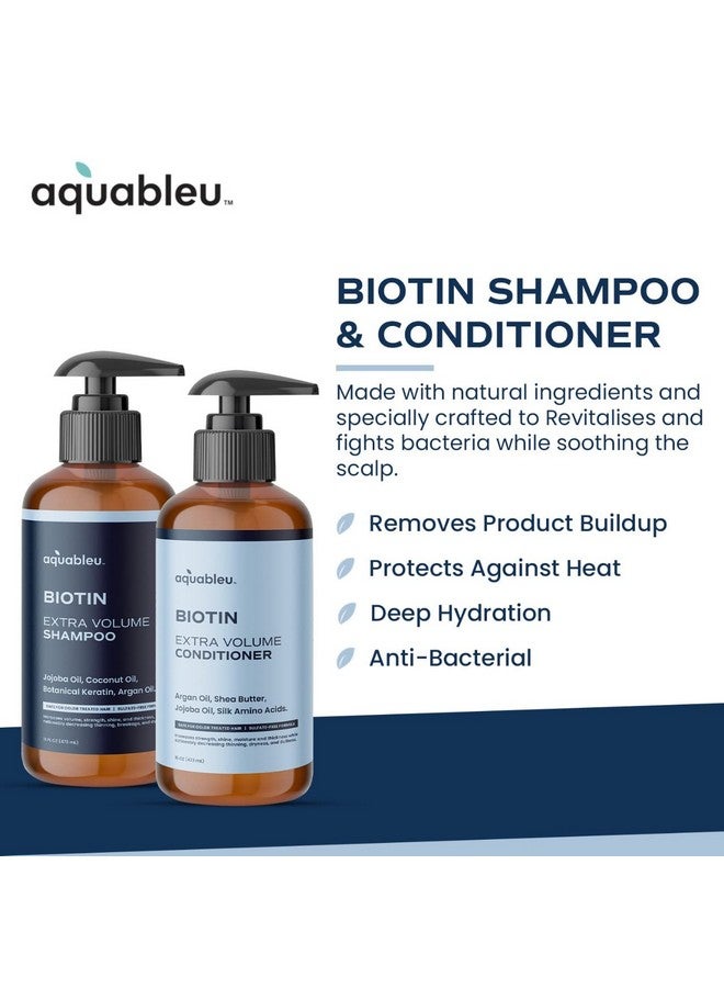 Biotin Volumizing Shampoo & Conditioner Set Natural Thickening & Volume For Thicker Fuller Hair Promotes Healthy Hair Growth Includes Coconut Keratin Argan & Jojoba Oil Sulfate Free