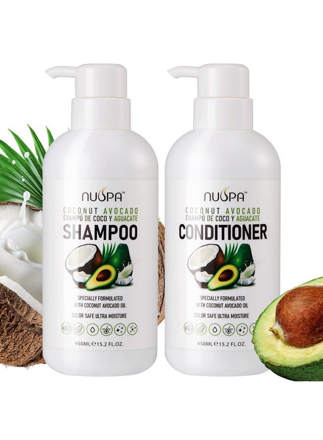Nuspa Coconut Avocado Shampoo And Conditioner Setscolor Safe Ultra Moisture Sulfate Free Shampoo And Conditioner Pack For All Hair Types Moisturizing Nourishing Smoothing Locks Moisture Natural
