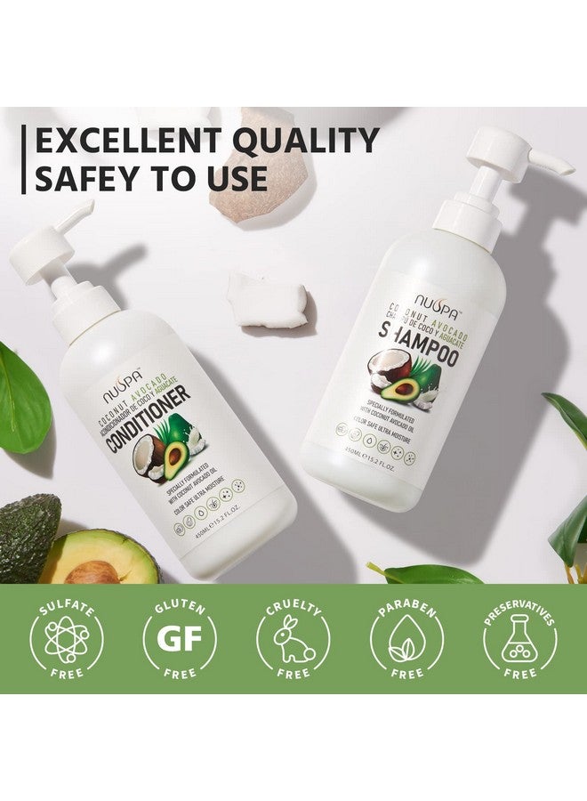 Nuspa Coconut Avocado Shampoo And Conditioner Setscolor Safe Ultra Moisture Sulfate Free Shampoo And Conditioner Pack For All Hair Types Moisturizing Nourishing Smoothing Locks Moisture Natural