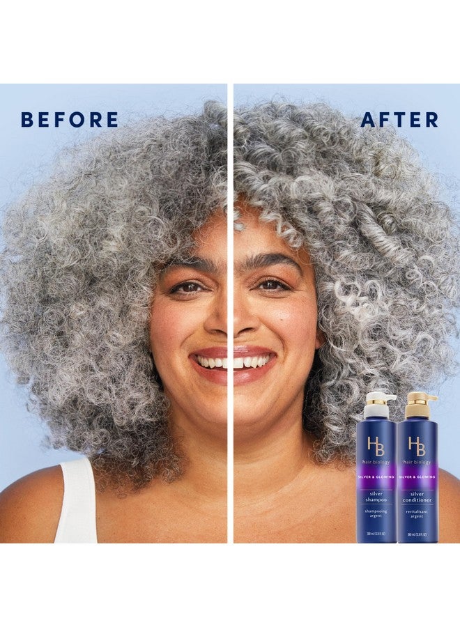 Purple Shampoo And Conditioner Set For Grey Hair With Biotin Safe For Colortreated Hair Silver & Glowing Collection 12.8 Fl Oz Each