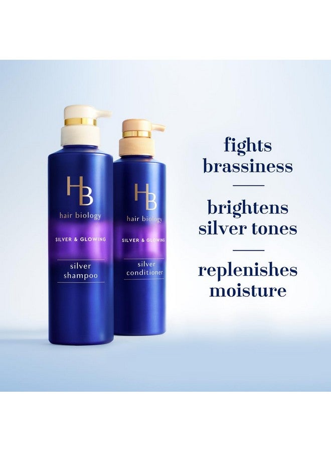 Purple Shampoo And Conditioner Set For Grey Hair With Biotin Safe For Colortreated Hair Silver & Glowing Collection 12.8 Fl Oz Each