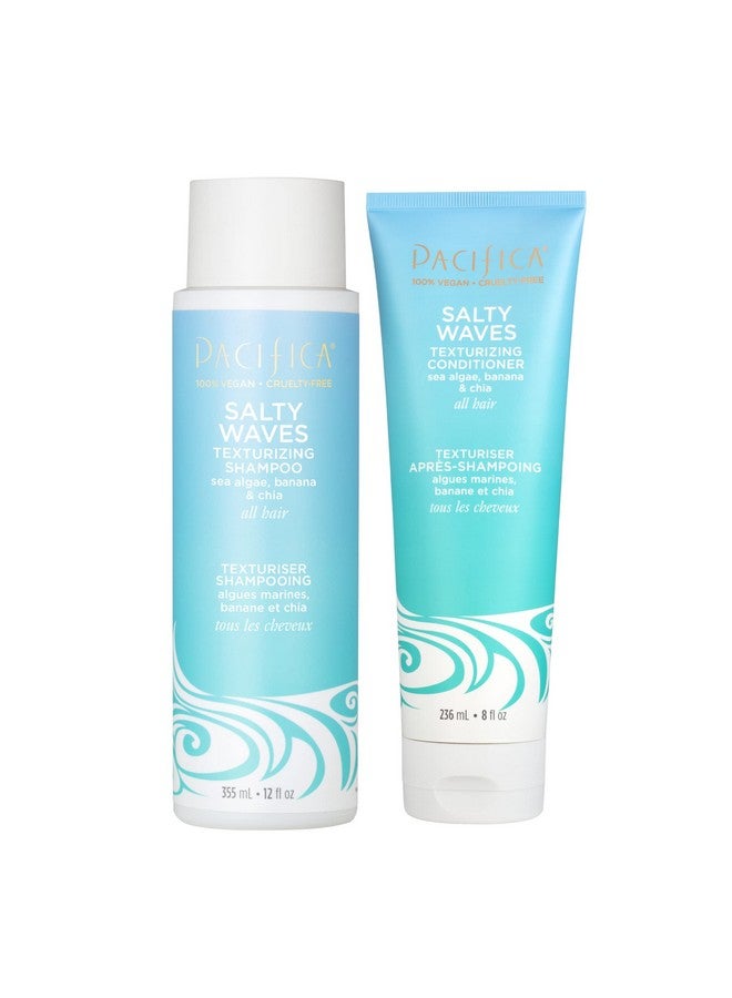 Beauty Salty Waves Texturizing Shampoo + Texturizing Conditioner ; For All Hair Types ; Perfect And Effortless Beach Hair ; 100% Vegan & Cruelty Free ; Sulfate + Paraben Free