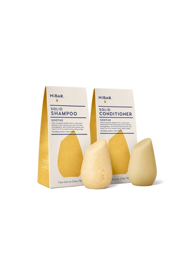 Shampoo And Conditioner Bar Set All Natural Hair Care Plastic Free Travel Size Color Safe Eco Friendly Solid Sustainable Bars Zero Waste (Soothe)