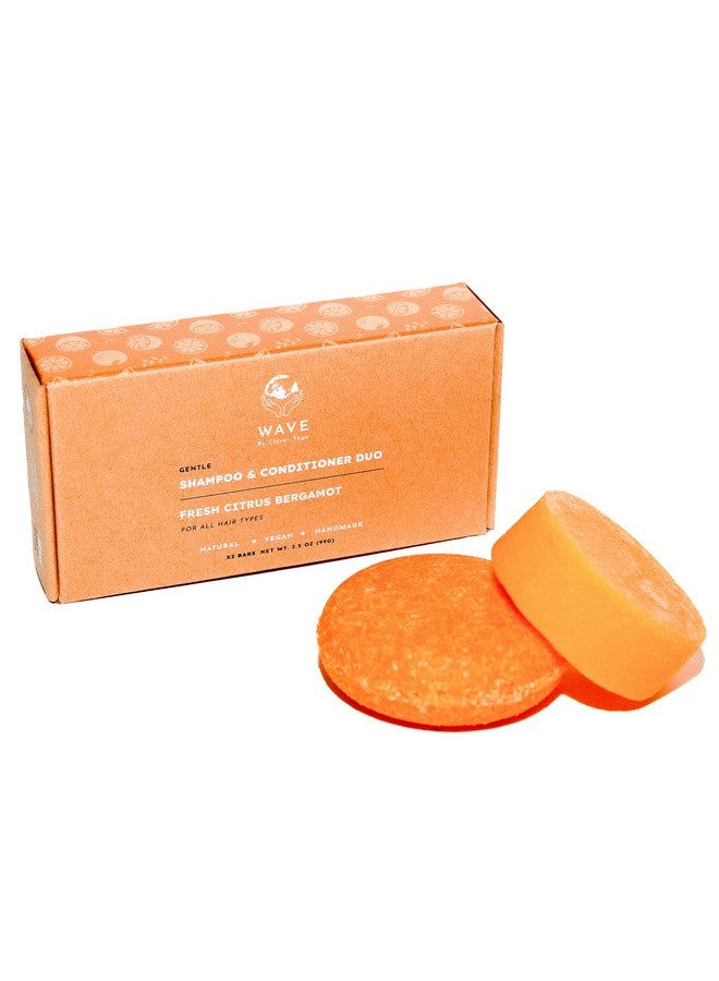 Fresh Citrus Bergamot Shampoo And Conditioner Bar Set 100% Vegan For Hair Of All Types Natural Handmade In Usa.