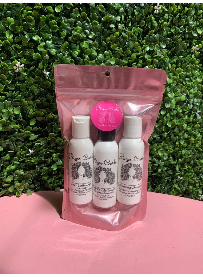 Trio Travel Kit For Curly Hair: Curl Defining Cream Shampoo Conditioner (2 Fl Oz Each)