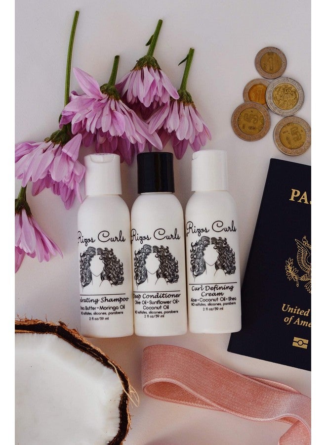 Trio Travel Kit For Curly Hair: Curl Defining Cream Shampoo Conditioner (2 Fl Oz Each)