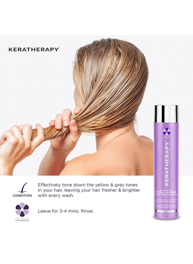 Keratin Infused Totally Blonde Violet Toning Conditioner 33.8 Fl. Oz. 1000 Ml Keratin Therapy Purple Conditioner For Blonde Hair Brassy Silver & Highlighted Sulfate & Paraben Free