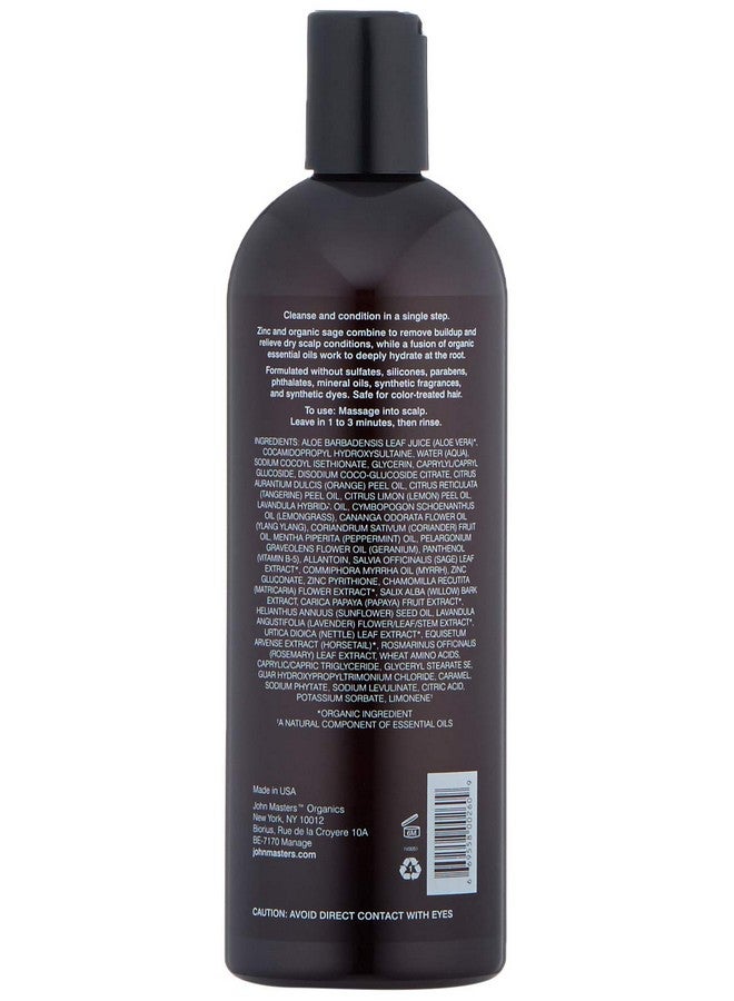 2In1 Shampoo & Conditioner For Dry Scalp With Zinc & Sage 16 Oz