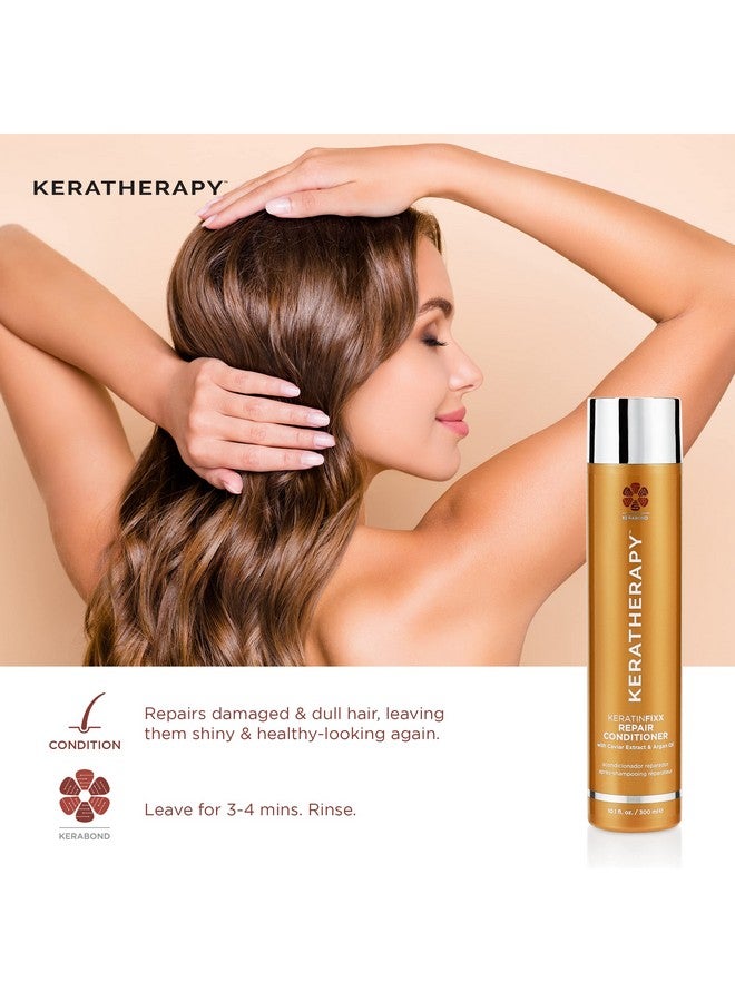 Keratin Infused Keratinfixx Repair Conditioner 10.1 Fl. Oz. 300 Ml Repair Conditioner For Dry Damaged Or Frizzy Hair With Caviar Extract Argan Oil & Kerabond To Repair Breakage