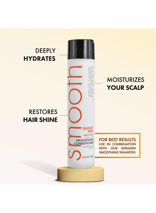 Smoothing Conditioner With Keratin And Collagen For All Hair Types Sulfate Free 10 Oz Moisturizes Strengthens Protects Color And Repair Panthenol Vitamins And Jojoba Oil