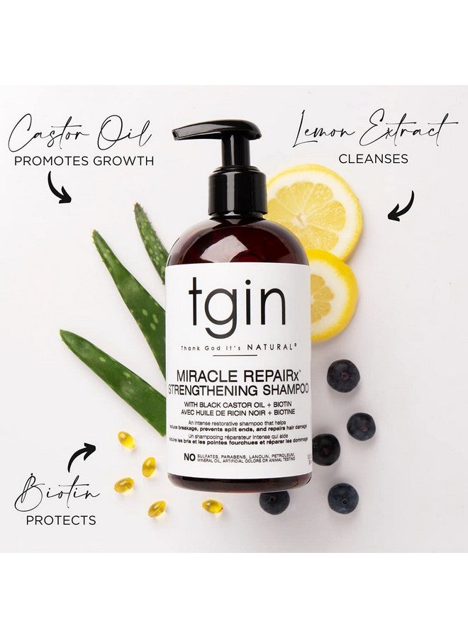 Tgin Miracle Repairx Strengthening Shampoo For Damaged Hair With Black Castor Oil And Biotin Repair Protect Restore 13 Oz