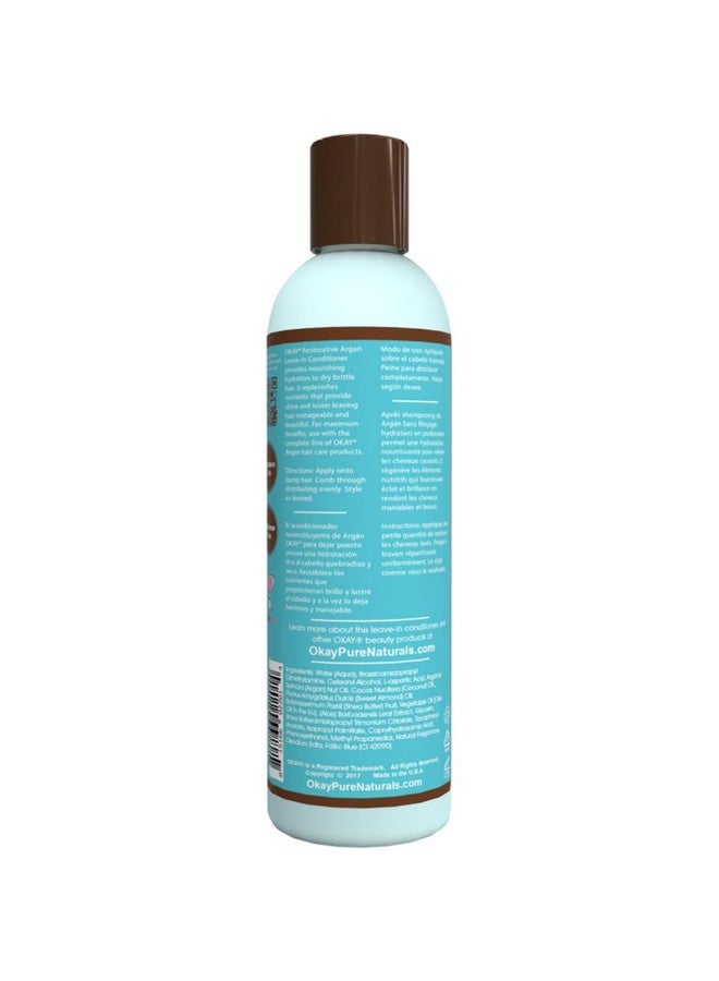 ; Argan Leave In Conditioner ; For All Hair Types & Textures ; Restore Hydrate & Smooth Hair ; With Coconut Almond & Aloe Vera ; Free Of Parabens Silicones Sulfates ; 8 Oz