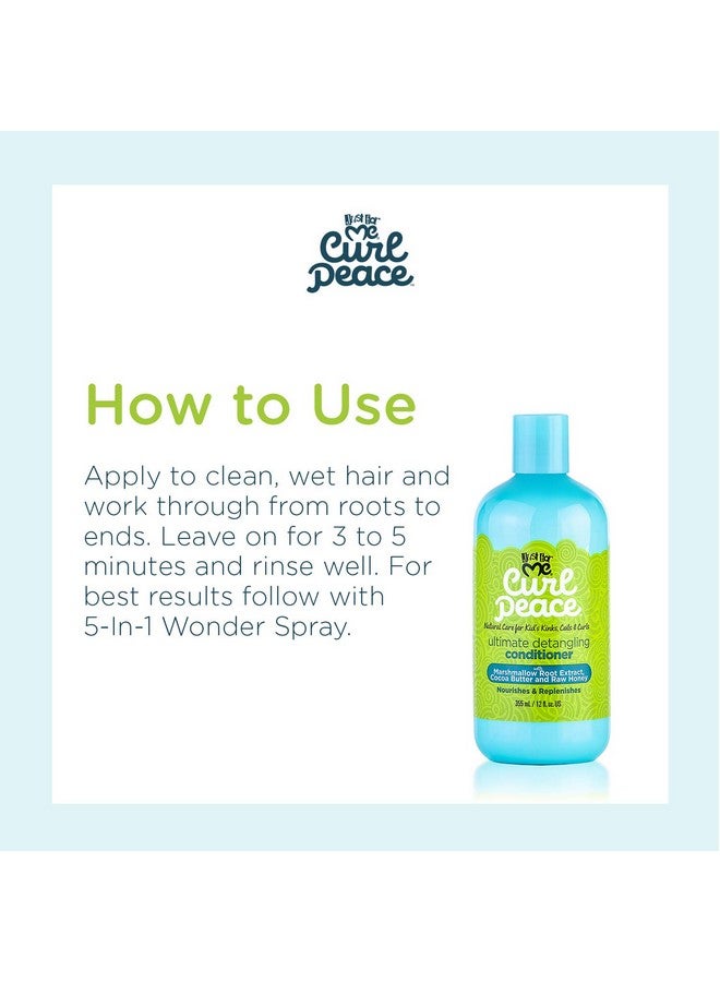Curl Peace Ultimate Detangling Conditioner Nourishes & Replenishes Contains Marshmallow Root Extract Cocoa Butter & Raw Honey Sulfate Free No Animal Testing 12 Oz