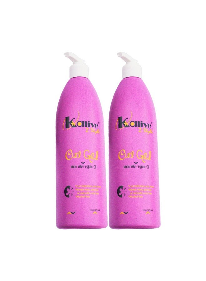 Kalive Curl Gel 16 Oz For Curly Hair. This Hair Product For Women Defines All Types Of Curls Waves And Hair Textures Natural Or Permed Pack Of 2