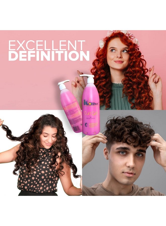 Kalive Curl Gel 16 Oz For Curly Hair. This Hair Product For Women Defines All Types Of Curls Waves And Hair Textures Natural Or Permed Pack Of 2