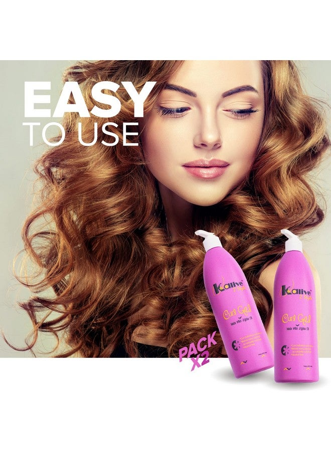 Kalive Curl Gel 16 Oz For Curly Hair. This Hair Product For Women Defines All Types Of Curls Waves And Hair Textures Natural Or Permed Pack Of 2