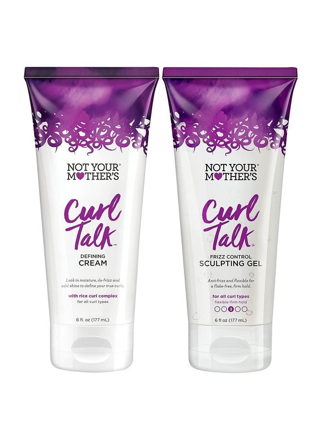 Curl Talk Frizz Control Sculpting Gel And Defining Cream (2Pack) 6 Fl Oz Formulated With Rice Curl Complex For All Curly Hair Types