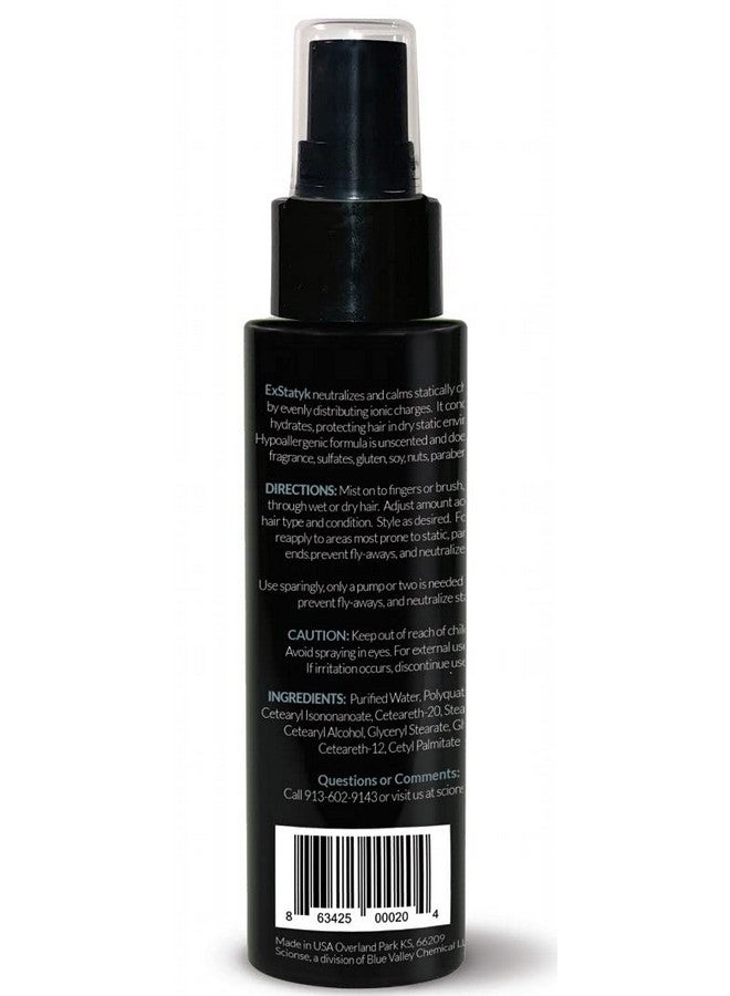 Exstatyk Anti Static Hypoallergenic Spray Anti Frizz Fragrance Free Unscented