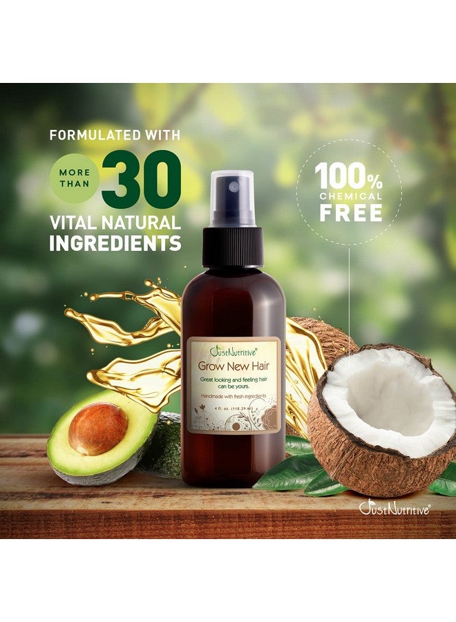 Grow New Hair Treatment ; Hair Regrowth Oil ; Natural Hair Care ; Hair Growth Treatment For Men And Women ; Just Nutritive ; 4 Oz
