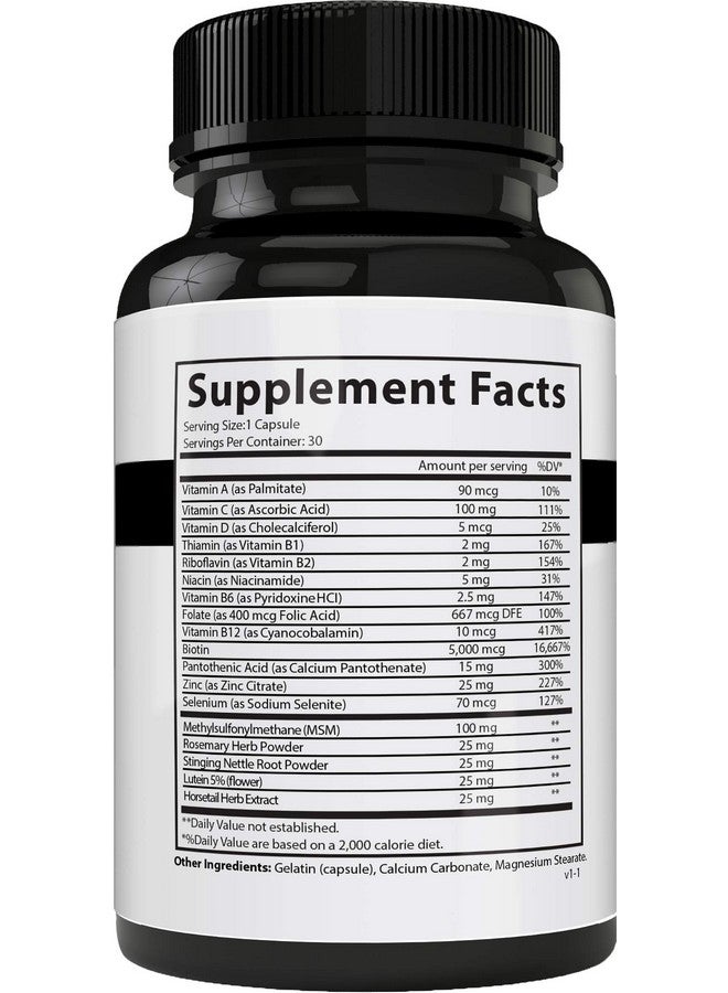 Tricho Hair Growth Vitamins With Biotin Vitamin C Zinc And Vitamin B1230 Day Supply Helps Promote Thick Full Hair Growth Naturalbased Hair Care Formula Made In The Usa