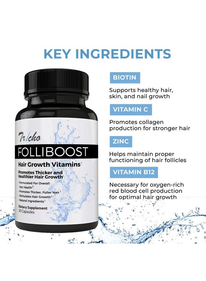 Tricho Hair Growth Vitamins With Biotin Vitamin C Zinc And Vitamin B1230 Day Supply Helps Promote Thick Full Hair Growth Naturalbased Hair Care Formula Made In The Usa