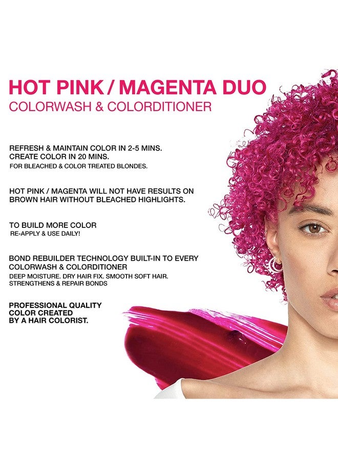 Viral Hot Pink Magenta Duo Color Depositing Colorwash Shampoo & Conditioner With Bondfix Bond Rebuilder Semi Permanent Hair Colour Glaze Maintains And Refreshes Hot Pink Color